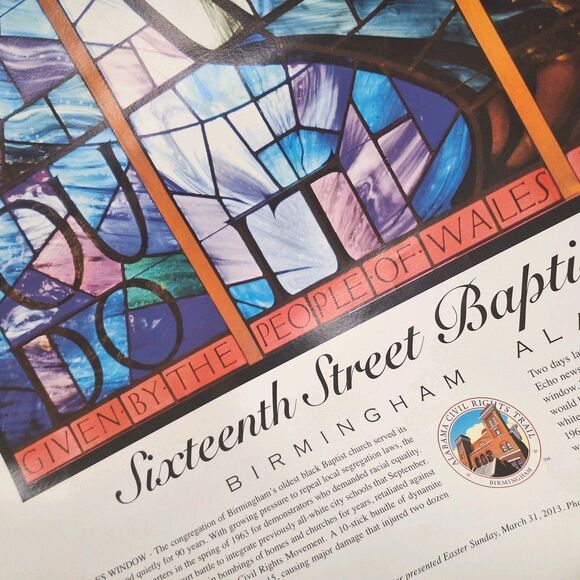 Sixteenth Street Baptist Church Stained Glass Wales Window rolled poster Alabama - Picture 5 of 7